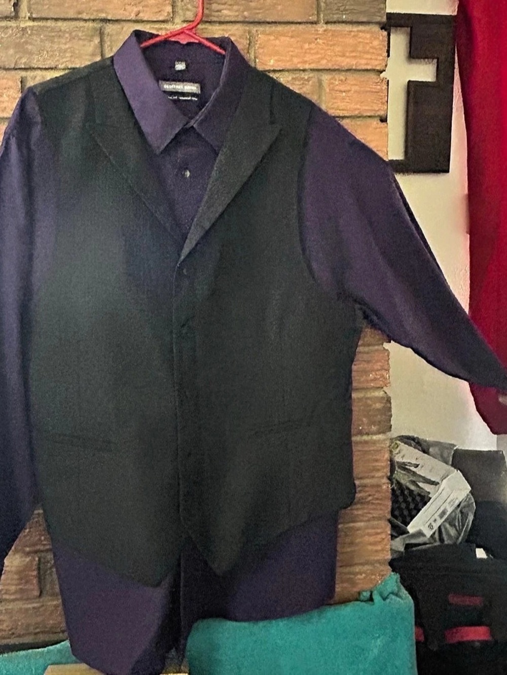 Geoffrey Beene Classic Fit Wrinkle Free Dress Shirt Purple Size 17 1/2 / 34/35
